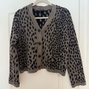 RAILS Reese Leopard Print Cashmere Wool Blend Cardigan Sz Small